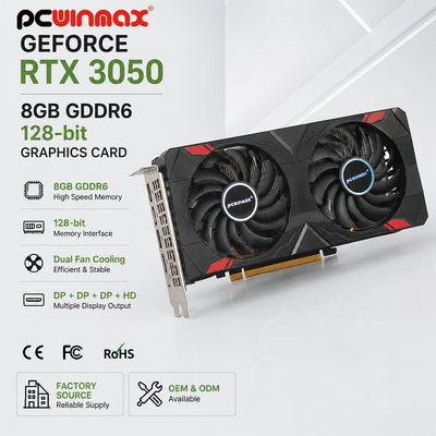 کارت گرافیک PCWINMAX Gaming GeForce RTX 3050 8 گیگابایت GDDR6 128 بیت HD/DP PCIe 4 Dual Fans برای بازی رایانه شخصی