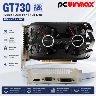 PCWINMAX Geforce GT 730 2GB DDR5 128 بیت Full Size GK108 VGA+HD+DVI رابط دو طرفه کارت های گرافیکی بازی