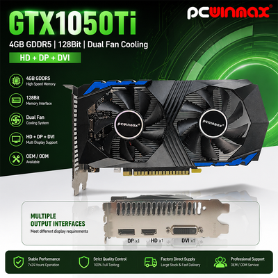 PCWINMAX Geforce GTX 1050 Ti 4GB GDDR5 128Bit کارت گرافیکی بازی با خروجی HD OEM / ODM در موجود برای کامپیوتر رومیزی